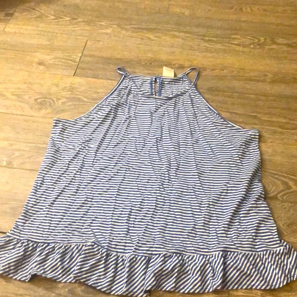 Blue and white striped tank top